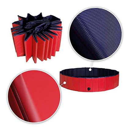 lionto Foldable dog pool made of scratch-resistant PVC material, ? 160 cm, height 30 cm, anti-slip coating & drain plug for quick emptying, no pump