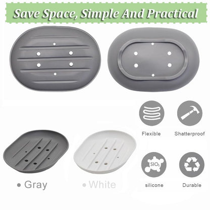 2PCS Silicone Soap Dish, Anti-Slip Soap Holder Flexible, Non-slip and Portable Shower Soap Box, Self Draining Shower Soap Dish for Shower, Bathroom