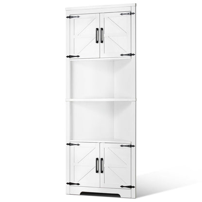 VEVOR 68" Tall Corner Storage Cabinet, 6 Tiers Farmhouse Storage Cabinet with 4 Wooden Doors & Adjustable Shelves