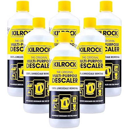 Kilrock Mega-K Multi-Purpose Descaler Multipack 6x1 Litre (72 Doses) - Limescale Descaling for Kettles, Toilets, Shower Heads & Coffee Machines - Biodegradable and Phosphate Free