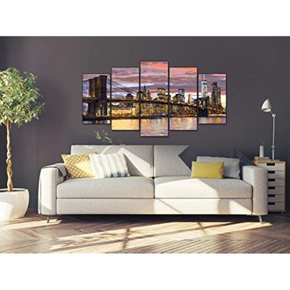 Schipper 609450806 Painting by Numbers - New York at Dawn - Painting Pictures for Adults, Includes Brush and Acrylic Paints, Master Class Polyptych - Professional Edition, 132 x 72 cm