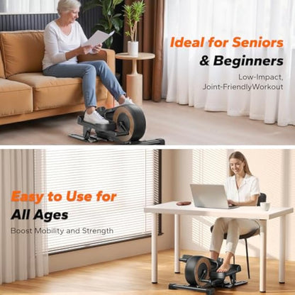 MERACH Under Desk Elliptical Machine for Home, Electric Elliptical Machine for Seniors with 12 Adjustable Speed, Quiet & Portable Seated Pedal Exerciser with Remote Control & Non-Slip Pad