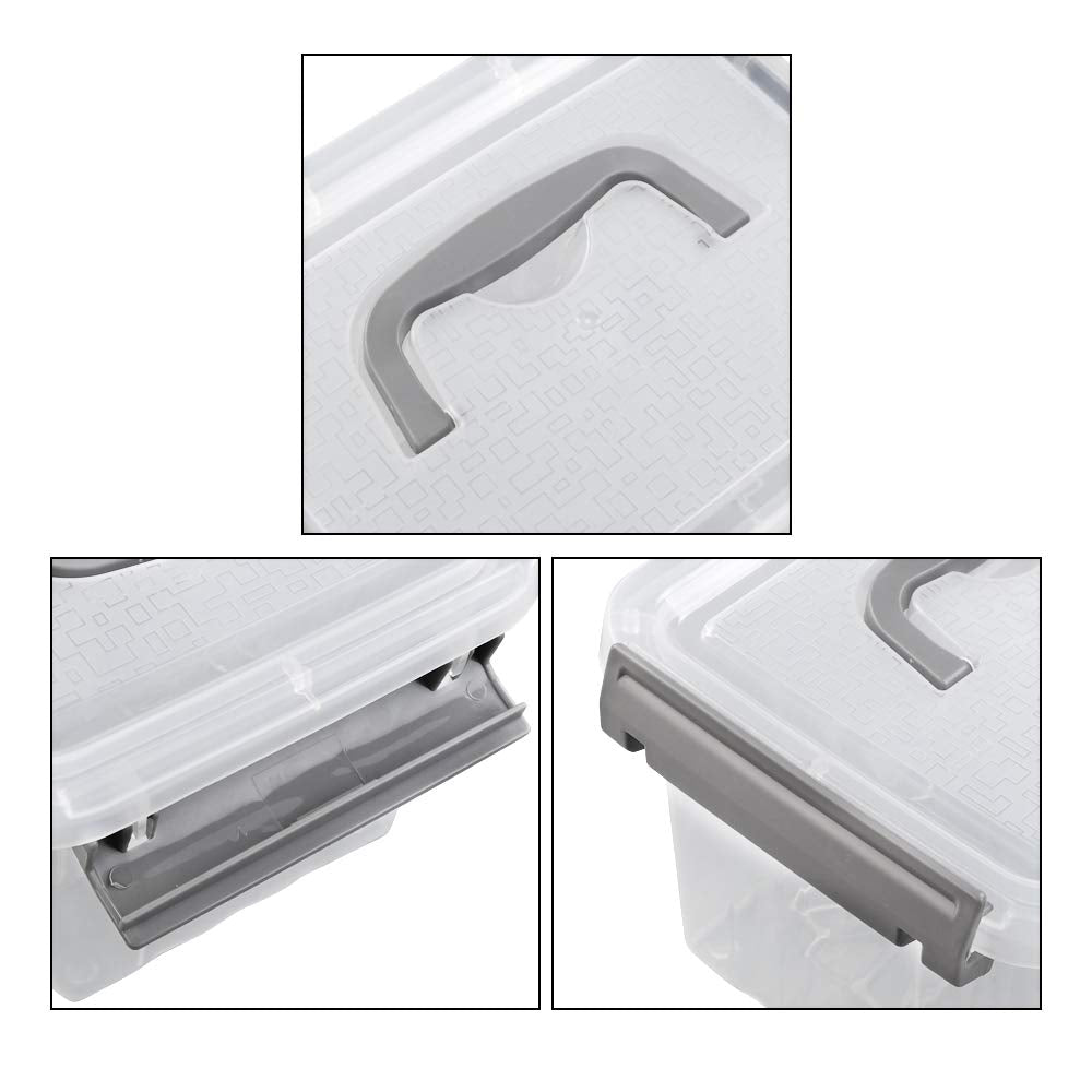 Waikhomes 6-Pack 6 L Storage Containers Bin with Lids (Grey handle)