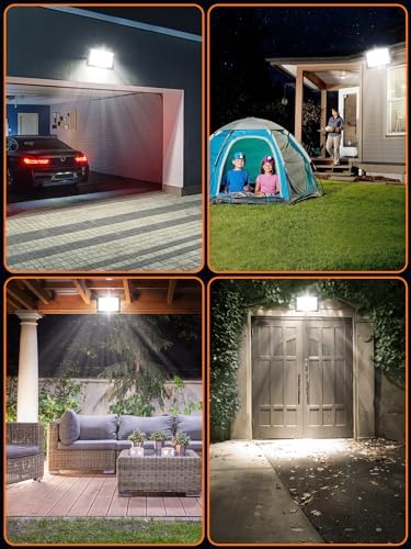 Floodlight Outdoor 2 Pack, 100W 10000LM LED Flood Lights, 6500K Cold White Outside Light, IP66 Waterproof Security Light for Yard, Garden, Garage, Patio, Warehouse