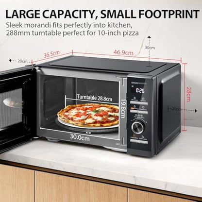 Toshiba 25L Solo 900W Microwave Oven in a Stunning Sleek Morandi Grey Colour. With Origin Inverter, Chef Defrost, 10 Power Levels, 7 Auto Menus, Easy Clean, MW3-AM25PFI(MG)