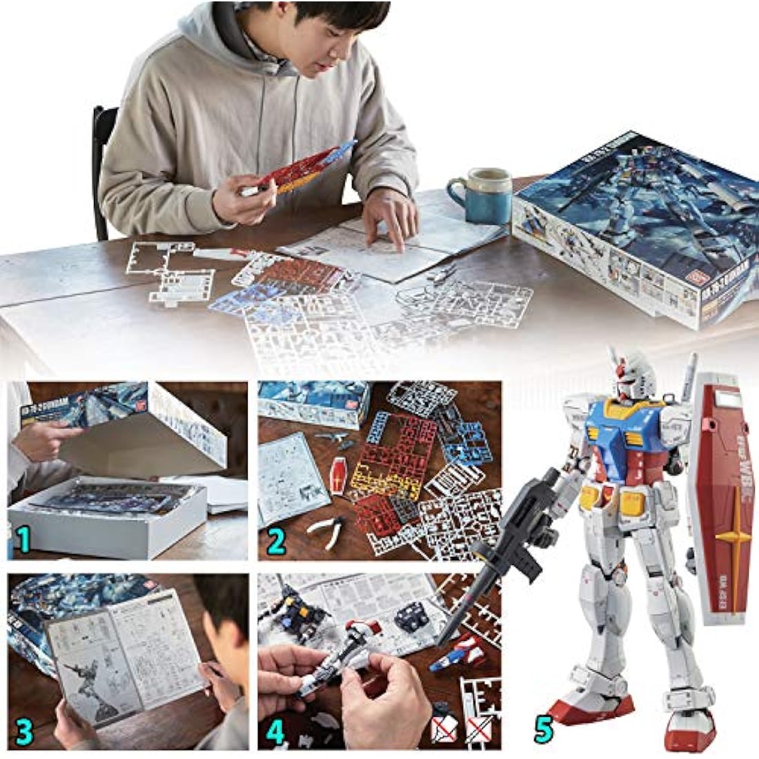 Bandai Model Kit GUNDAM - MG Wing Gundam Zero Custom 1/100 - Model Kit, Multicolor, 129454