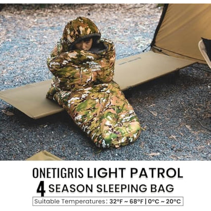 OneTigris Sleeping Bag, Survival Gear, 32°F Cold Weather Mummy Sleeping Bag for Camping Hiking Backpacking