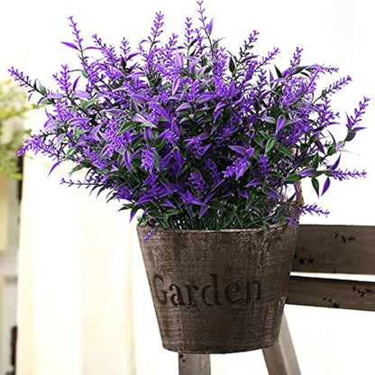 Yoicn Lth 12 Bundles Artificial Lavender Flowers, Plastic UV Resistant Flowers, Fake Lavender Plants for Outdoor and Indoor Decorations