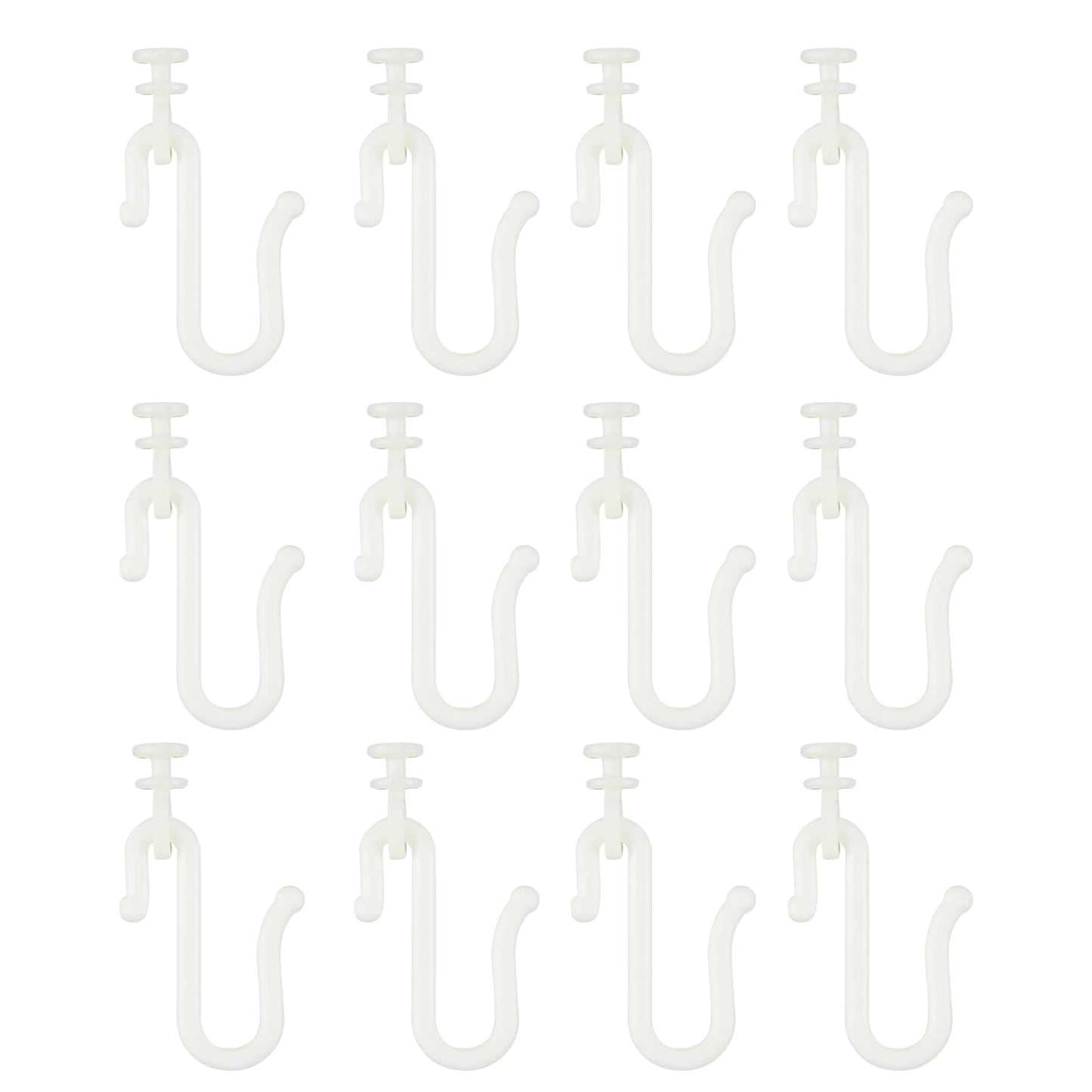 12 Pairs Curtain Hooks & Gliders – Durable S-Shaped Hooks with Quiet Smooth Rollers, Flexible Track Accessories for Ceiling & Bathroom Curtains
