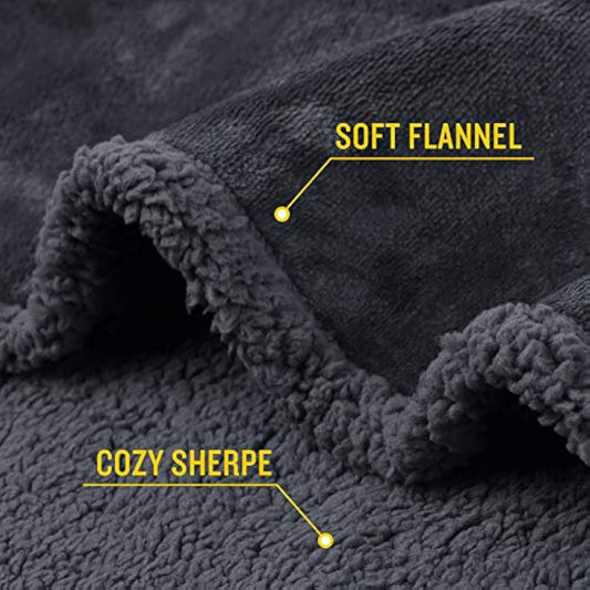 luciphia Waterproof Pet Blanket, Fluffy, Double Layer, Compact, Dog Blanket, Cat Puppy, Dark Grey, XL (145 x 216 cm)