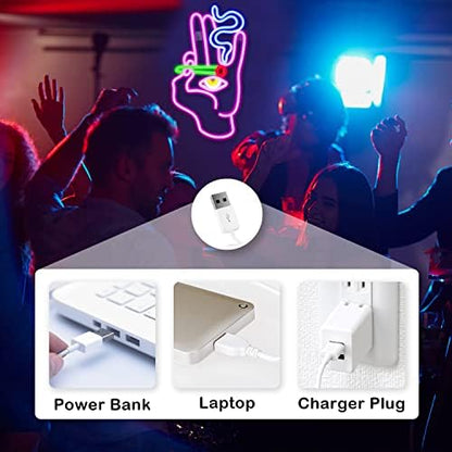 Looklight Hand Eye Neon Sign Pink Hand Neon Signs for Wall Decor Evil Eye Led Neon Signs USB Man Cave Neon Light Signs for Bedroom Game Room Kids Room Home Bar Pub Cafes Wedding Party Gift