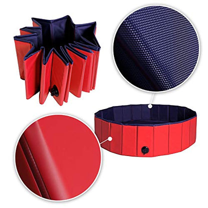 lionto Foldable dog pool made of scratch-resistant PVC material, ? 120 cm, height 30 cm, anti-slip coating & drain plug for quick emptying, no pump