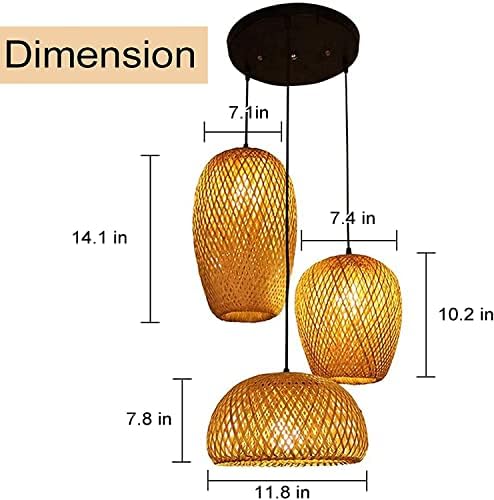 GCQ Bamboo Lantern Pendant Lamp, Retro Japanese Style E27 Chandelier Hanging Light Ceiling Lighting Fixture for Living Room Bedroom Restaurant Cafe Teahouse Bar Dining Room Club (Bamboo Lantern)