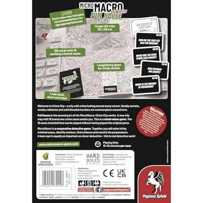 Pegasus Press | MicroMacro: Crime City - Full House | Board Game | Ages 10+ | 1-4 Players | 15-45 Minutes Playing Time