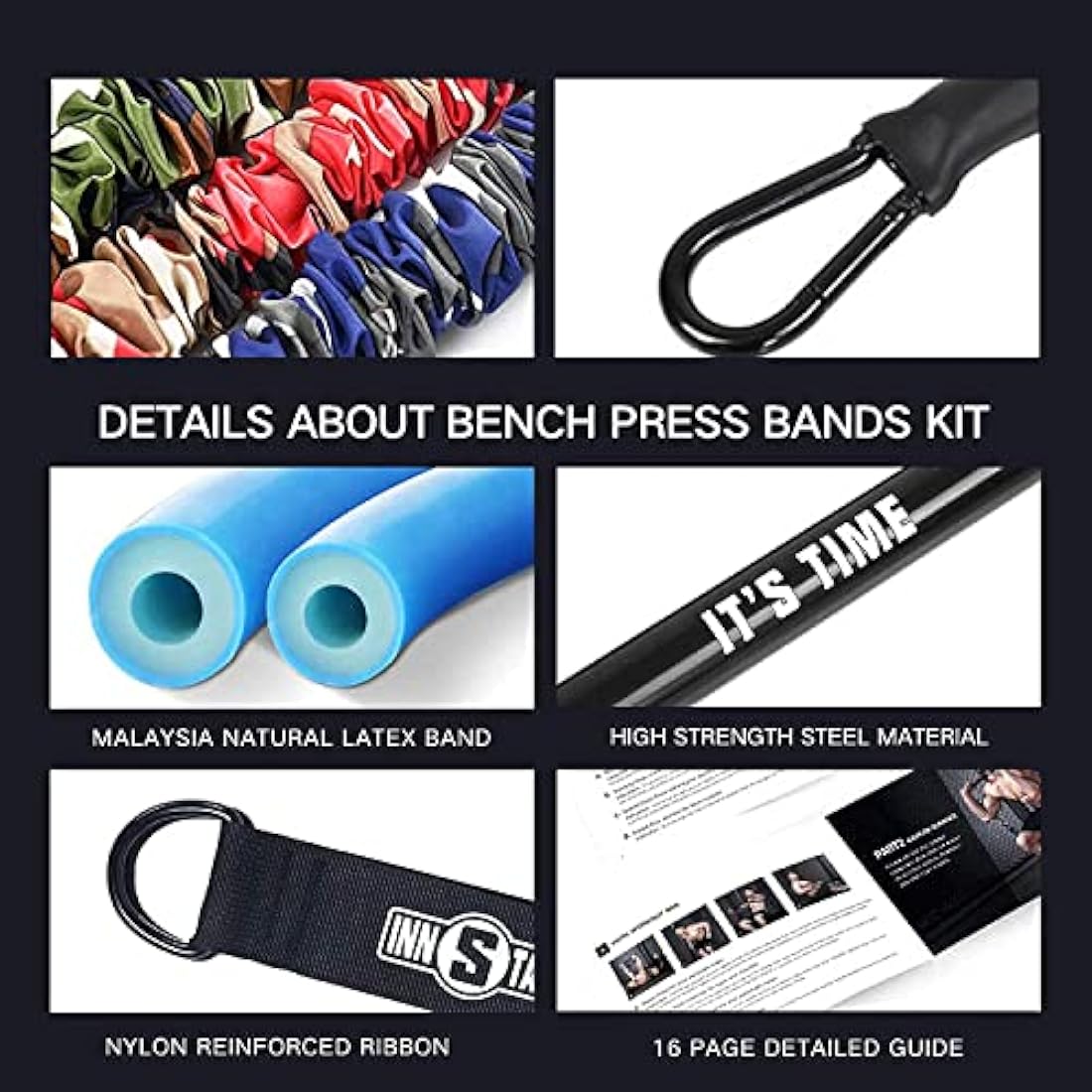 INNSTAR Portable Home Gym Set with Workout Bar, Bench Press Set, Squat Resistance Band, Door Anchor and More-Full Body Workout Equipment to Build Muscle and Shape Body