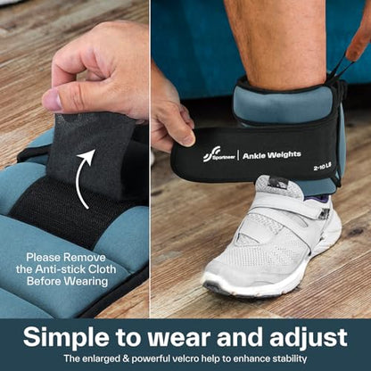 Sportneer Weight Cuffs, Adjustable Weights for Legs and Arms Ankle Weights Set, Weight Cuffs Foot with Adjustable Straps, 0.9-4.5 kg (per Ankle) / 1.8