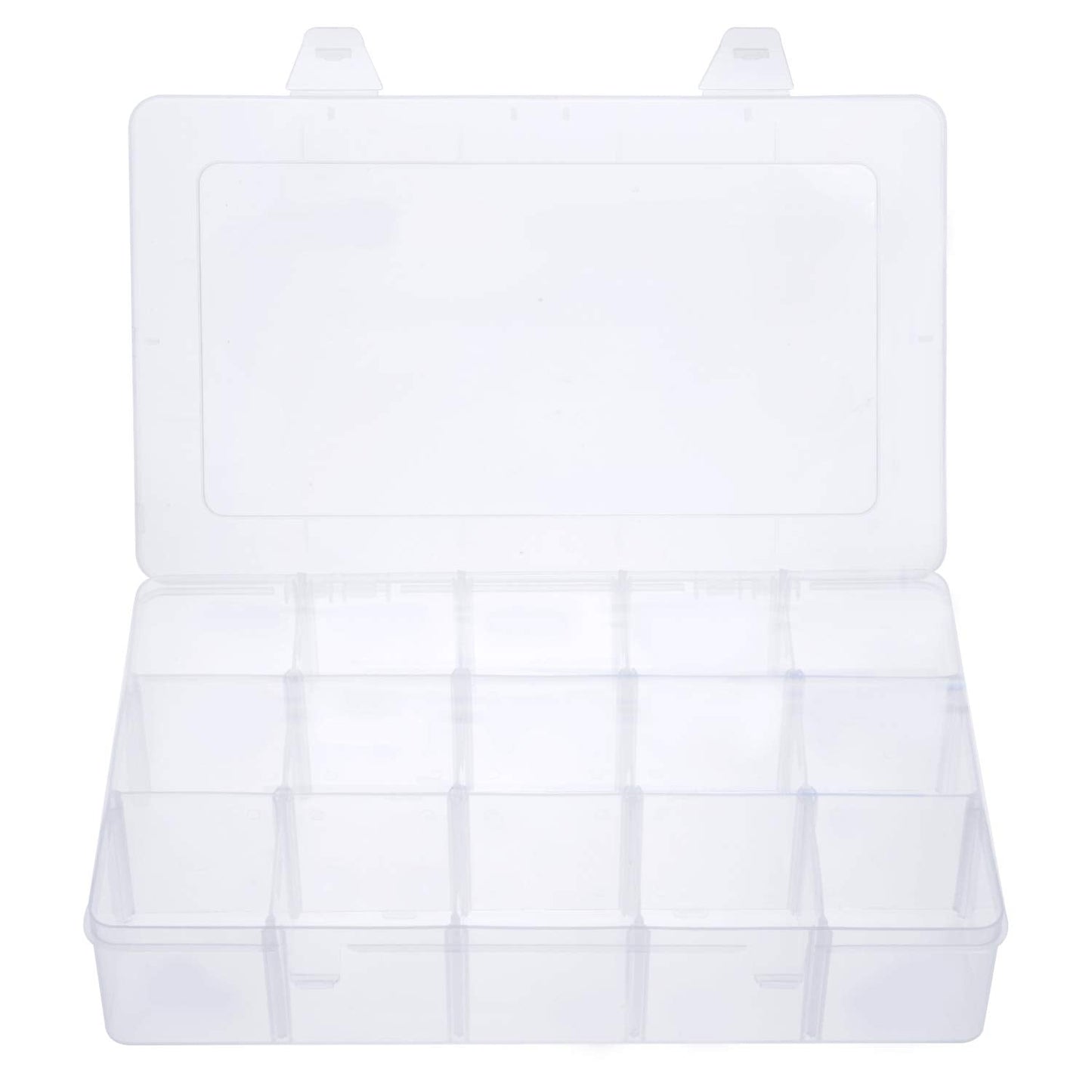 Gospire 15 Large Grids Clear Plastic Jewelry Box Organizer Storage Container with Removable Dividers (15 Grids - Clear)