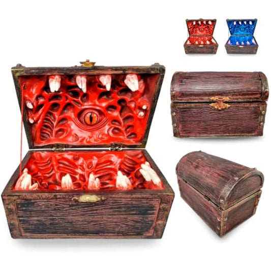 POWER BEAST Dungeon Mimic Chest Dice Storage Box with Glass Eye, Miniatures and Dungeons and Dragons Accessories, D&D Gift, DND, Dungeon Master, Holds up to 5 Sets of Polyhedral Dice. RPG Game.