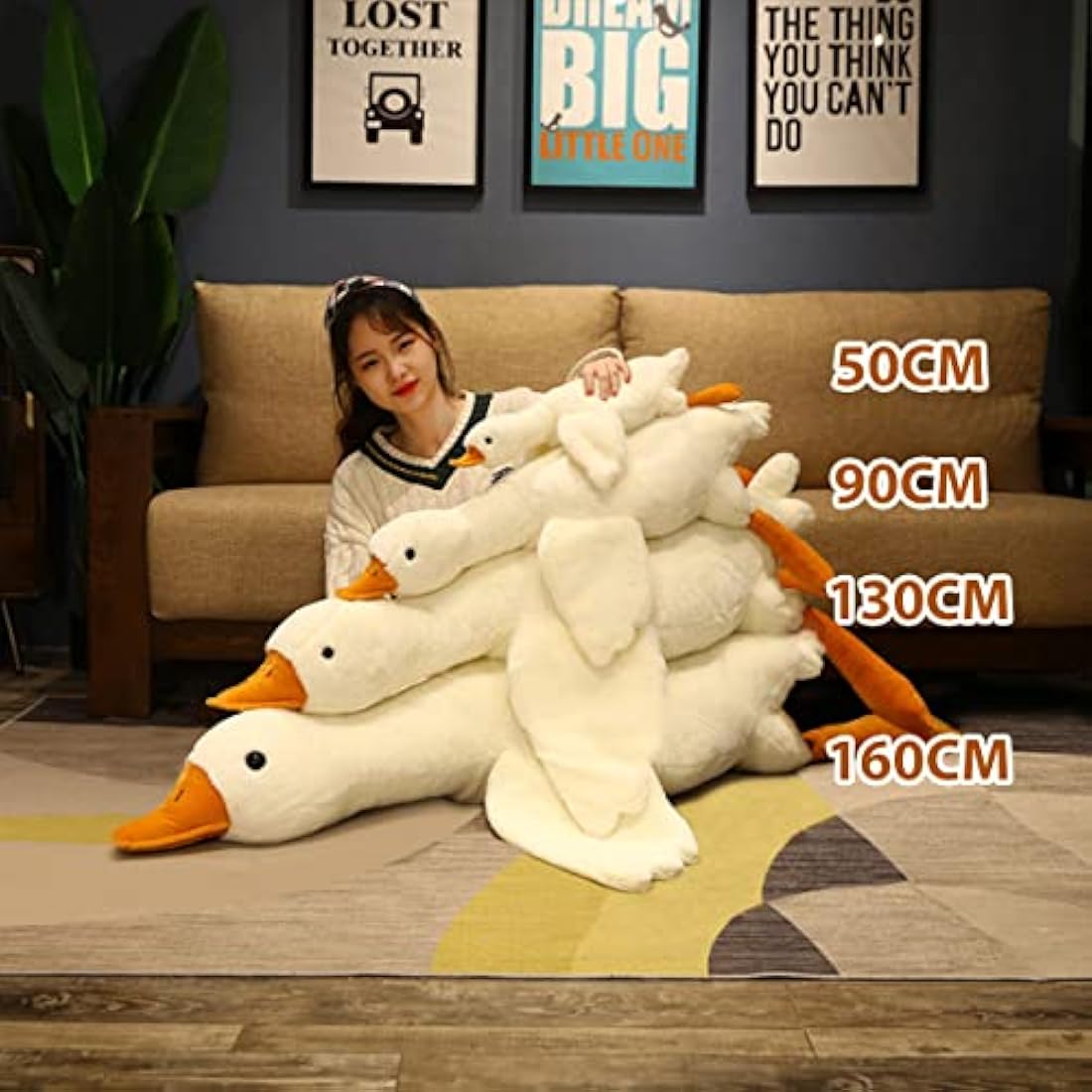 50-160CM Huge Goose Plush Toys Big Duck Doll Soft Stuffed Animal Sleeping Pillow Cushion for Kids and Girls