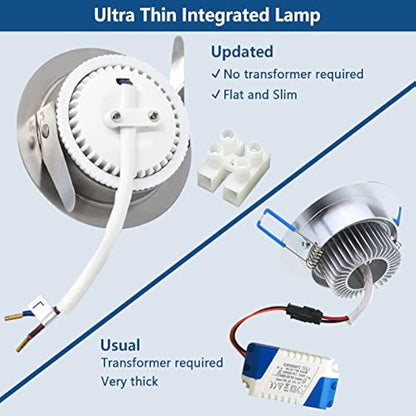 HiBay 6X 5W LED Downlights Ceiling IP44 Bathroom Recessed Spot Lights Brushed Chrome Down Light Ultra Slim Downlight Cool White 6000K 240V