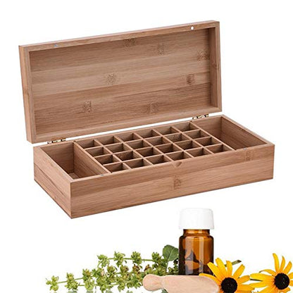 RoseFlower Bamboo Essential Oil Storage Box Home Fragrance Carrier Case, Holds 26 Bottles for 5, 10, 15ml