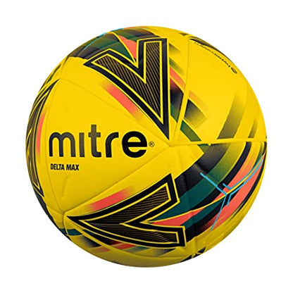 Mitre Delta Football | Highly Durable | Enhanced Accuracy and Consistency, Yellow/Orange/Green/Silver, 5
