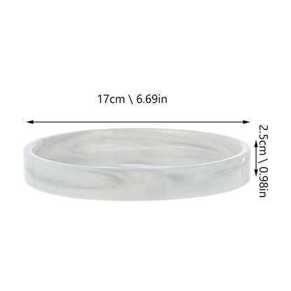 Cabilock Vanity Tray Marble Design Ceramic Storage Plate 7 Inches Elegant Home Adornment Skid-resistant Marble Tray