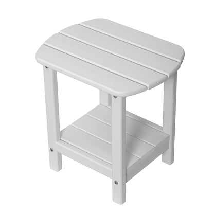 NALONE Adirondack Side Table 16.5" Outdoor Side Table HDPE Plastic Double Adirondack End Desk for Patio (White)