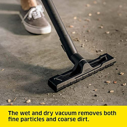 Kärcher Wet and Dry Vacuum Cleaner WD 2 Plus, blowing function, power: 1000w, incl. cartridge filter, floor and crevice nozzle, Yellow, plastic container: 12 l, suction hose: 1.8 m
