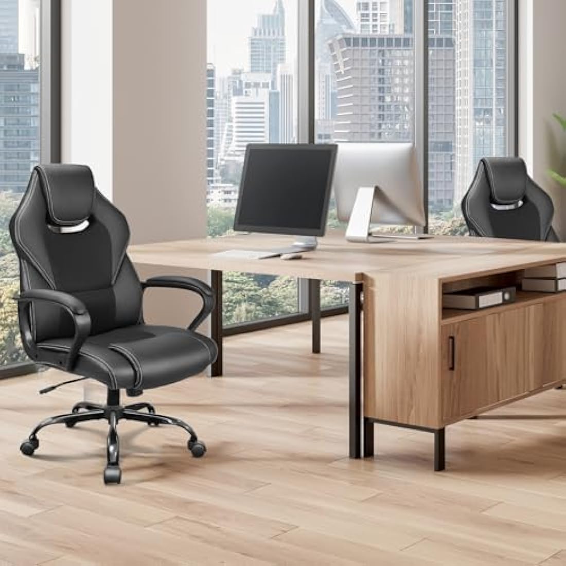 BASETBL Office Chair, Ergonomic Computer Chair for Home Gaming Business, Adjustable Height Durable Comfy Executive Chairs, 150kg Black