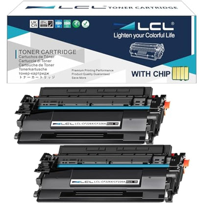 LCL 26A 26X CF226A CF226X CRG021II High Yield (2 Black) Compatible Toner Cartridge Replacement for HP LaserJet Pro M402 M402n M402d M402dn M402dne M402dw MFP M426 M426dw Compatible for Canon pf158fn