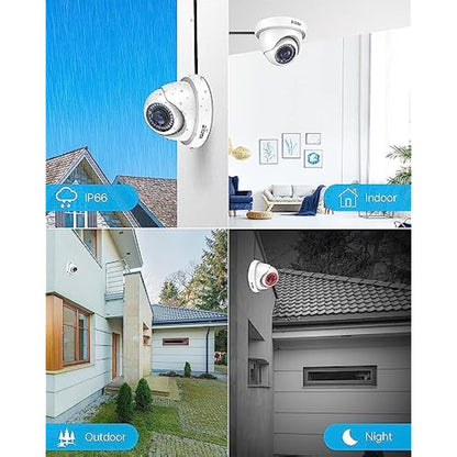 ZOSI 2 Pack 1080P HD TVI Security Camera Outdoor 80ft IR Night Vision, IP66 Weatherproof, 2MP CCTV Surveillance Dome Cameras for 720P/1080N/1080P/5MP/4K HD-TVI AHD CVI Analog DVR Systems(White)