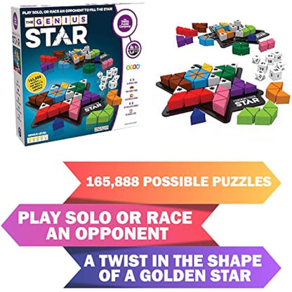 The Happy Puzzle Company The Genius Star Game - 165,000+ Puzzle Challenges for a Fun Family Board Game Night - Logic Puzzles STEM Educational Learning Resources - Smart Games for Kids & Adults Ages 8+