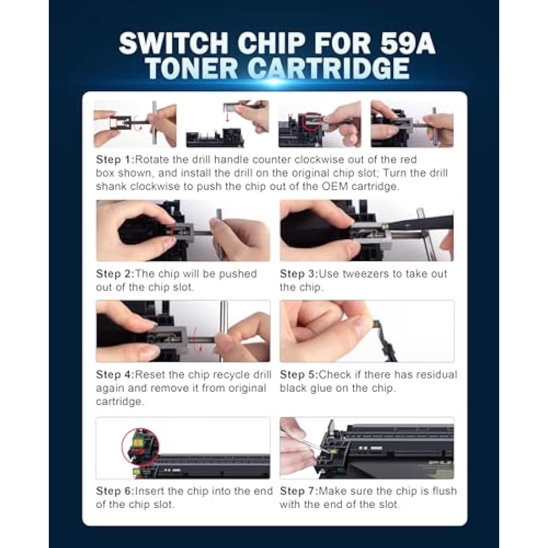 HALLOLUX No Chip 59A CF259A Toner Compatible with 59X CF259X for Laserjet Pro M404dn M404dw MFP M428fdw M428dw M428fdn M428 M428m M304a M4 (1 Black,With Tool)