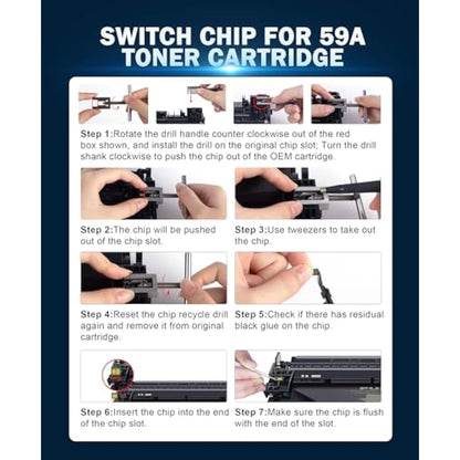 HALLOLUX No Chip 59A CF259A Toner Compatible with 59X CF259X for Laserjet Pro M404dn M404dw MFP M428fdw M428dw M428fdn M428 M428m M304a M4 (1 Black,With Tool)