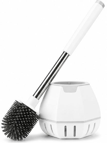 Toilet Brush and Holder Set, Wall Mounted Loo Brush with Hidden Tweezers