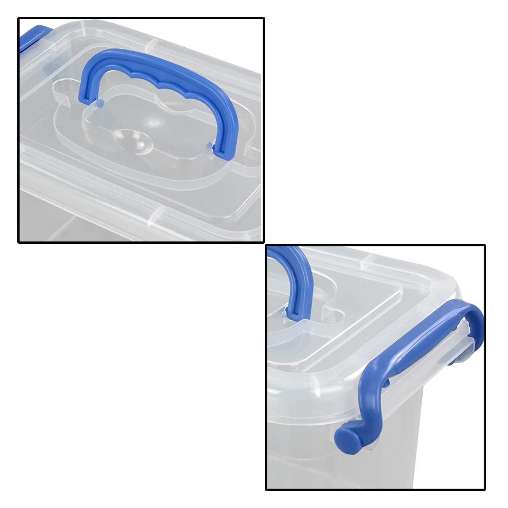 Eudokky Mini Storage Box with Lid, 1.8 L Plastic Transparent Boxes Set of 6