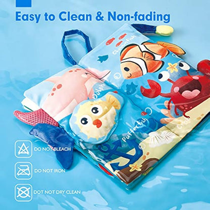 hahaland 2 Pcs Sensory Toys 0-6 Months Touch Feel Activity Soft Book with Squeaker, Crinkle Paper Essentials for Newborn 0 3 6 12 Months 1 Year olds Baby Boy Girls Gifts,Red,Medium