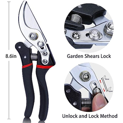 Kynup Secateurs Pruning Scissors, Gardening Pruning Shears, Garden Scissors, Hedge & Garden Shears, Clippers for Plants, Gardening, Trimming, Garden Tool(Black)