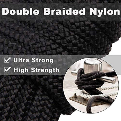Sailing Boat Dock Lines Double Braided Nylon Anchor Lines Pre-spliced with a 12" Loop Marine-Grade Boat Rope Mooring Lines for Boats (L:16.5 Ft/ 25