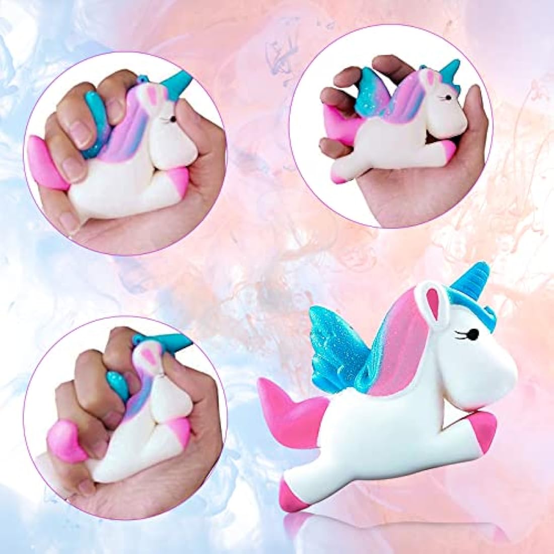 Squishies Toys, hirsrian Slow Rising Squishy Toys Galaxy Jumbo Squishies Scented Stress Relief Squeeze Pack Include Deer Tooth Panda Unicorn for Kids Adults