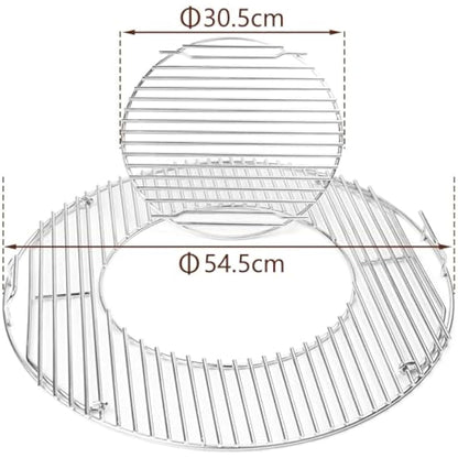 GFTIME Hinged Round Cooking Grate Grill Replacement Parts for Weber 57cm Charcoal grills Spare Parts Gourmet Chrome plated For Weber 8835, One-Touch, Performer, Bar-B-Kettle and Master-Touch