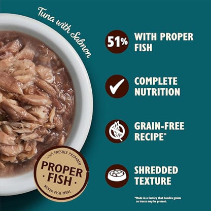 Lily's Kitchen Shredded Fillets with Tuna and Salmon - Grain Free Adult Wet Cat Food (24 Tins x 70 g)