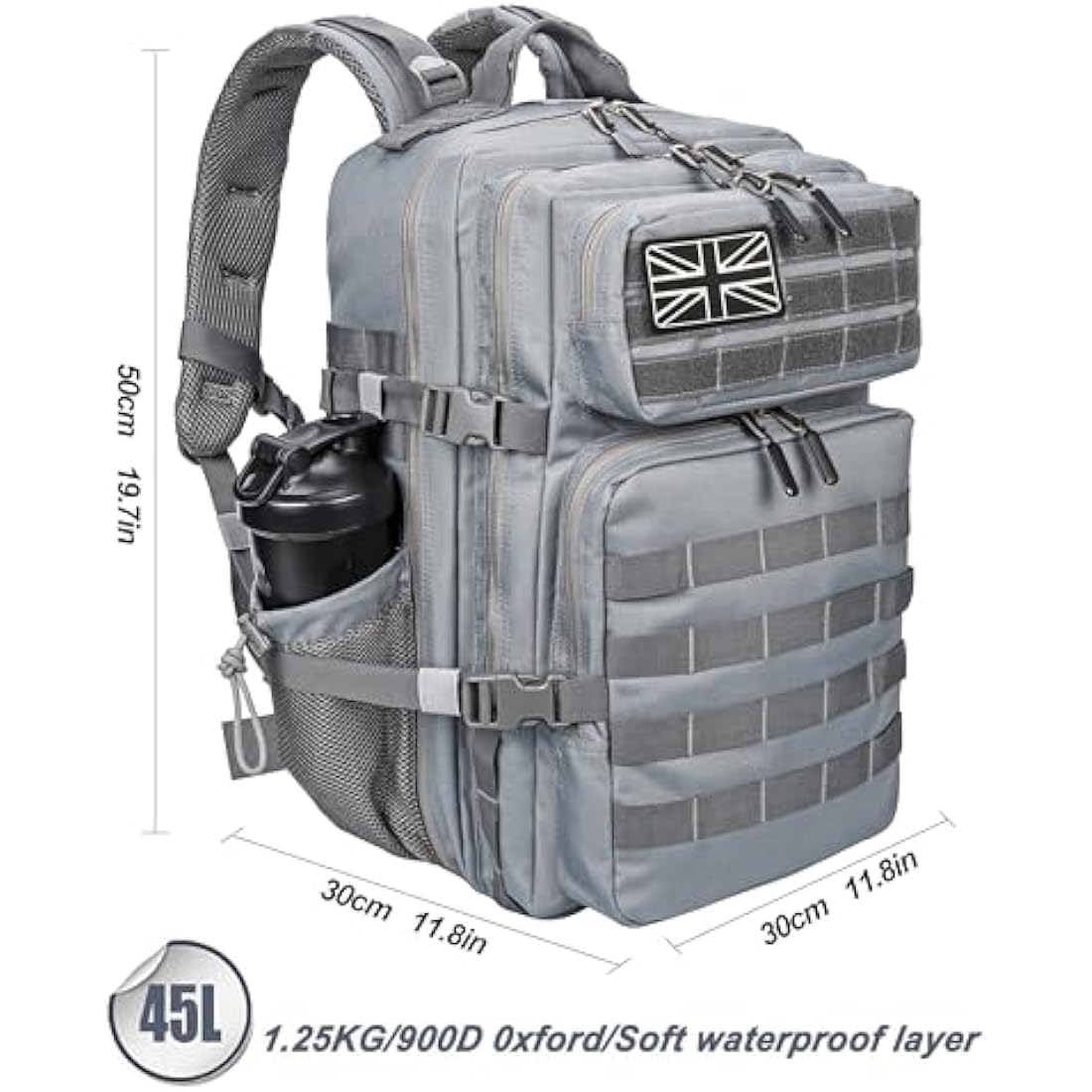 LHI Military Tactical Backpack for Men and Women 45L Large waterproof Rucksack for School, Hiking, Trekking, Hunting