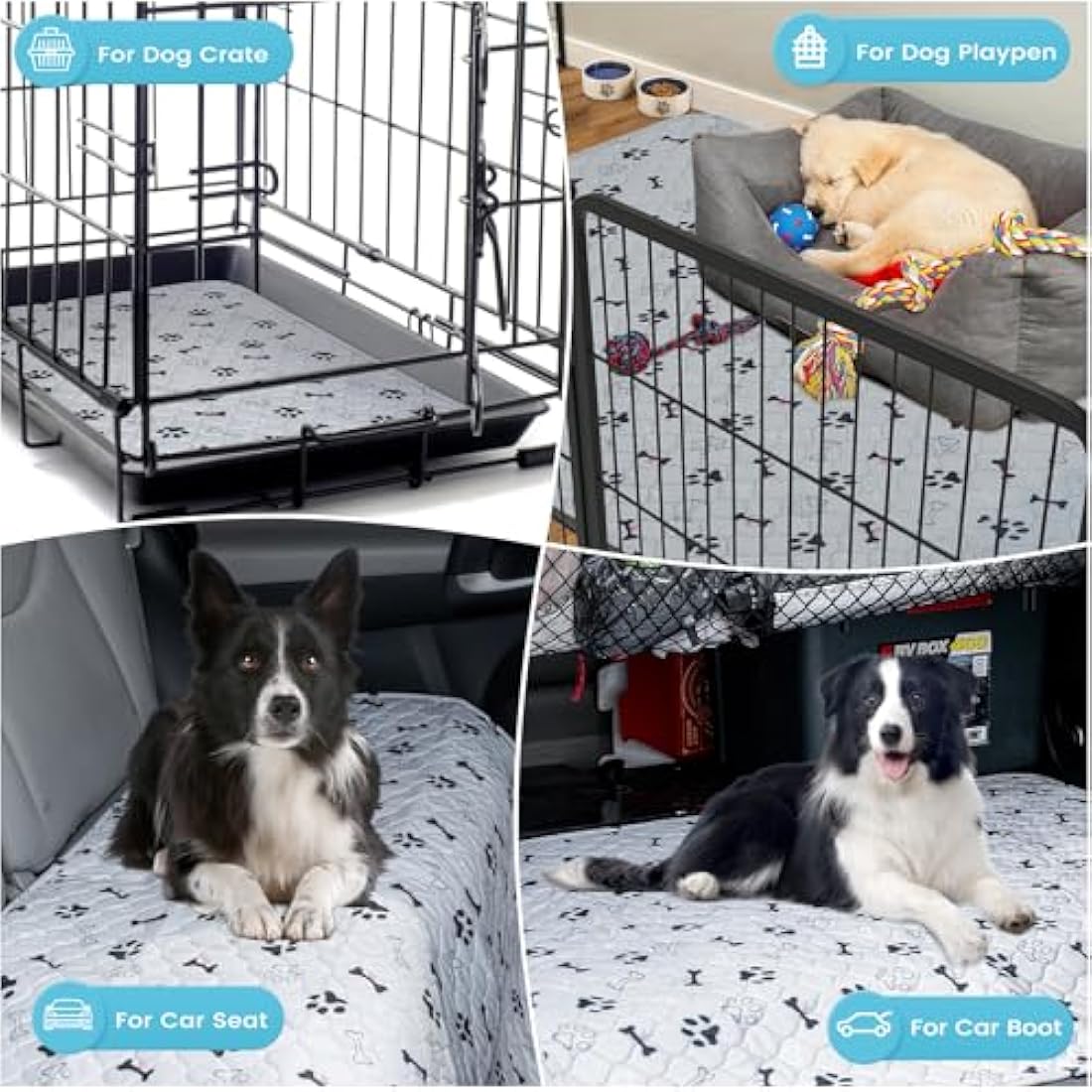 PmakeEorT Puppy Pads Washable, 2 Pack Reusable Dog Training Pads Fast Absorption, Waterproof Dog Mat Whelping Pee Pads for Playpen, Crate, Floor - 90x120 cm