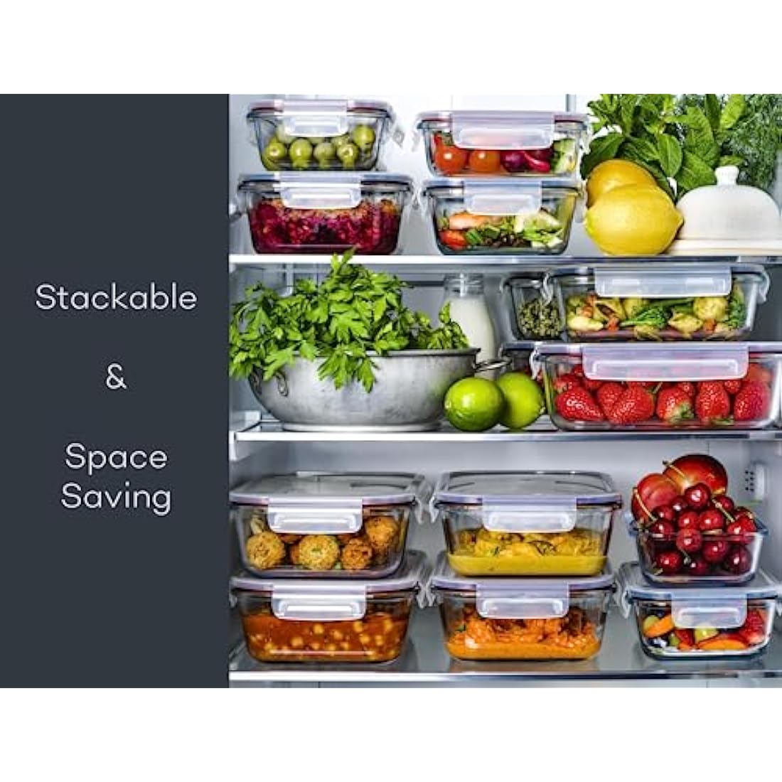 Franklin Lade Glass Food Storage Containers | 3 Piece Extra Large Set 1520ml | BPA-Free Airtight LeakProof Lid | Food Containers | Glass Containers with Lids | Oven, Freezer & Dishwasher Safe