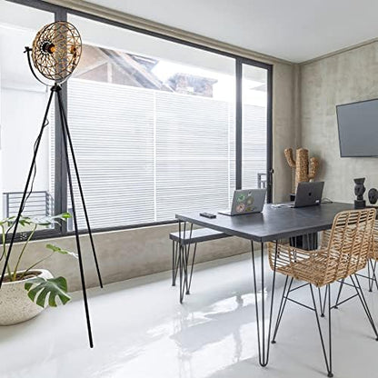Osasy Geometric Rattan Floor Lamp, Tripod Standing Lamp with Woven Shade, Modern Corner Light for Living Room,E27 Base,Height 169cm