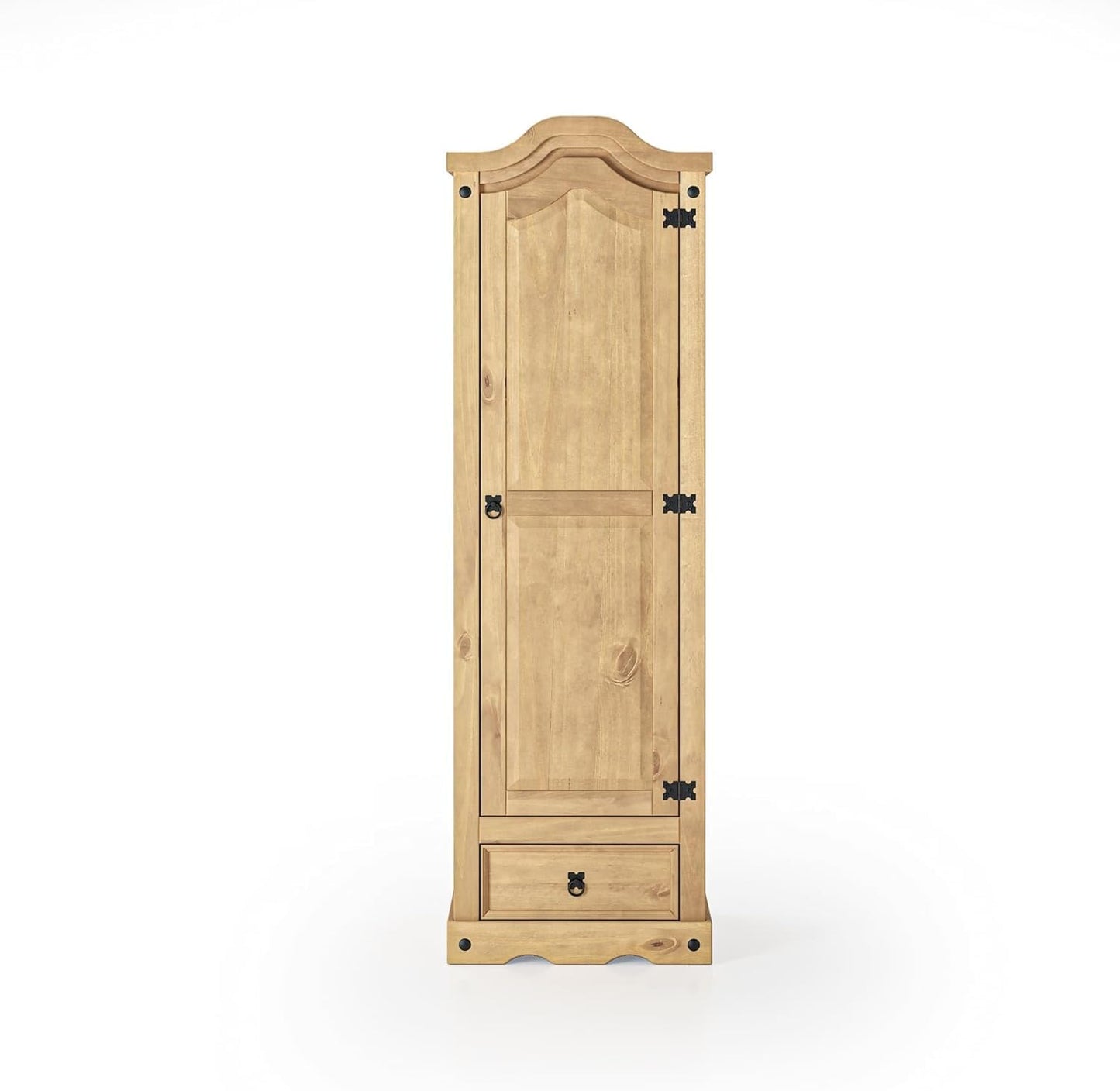 Corona Wardrobe 1 Door 1 Drawer Arch Top Solid Mexican Pine Wood Bedroom Storage 176cm x 55cm x 45cm