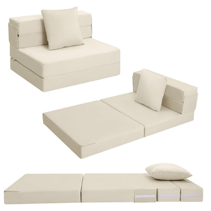 MeMoreCool Folding Floor Mattress Single, Fold Out Sofa Chair, Beige