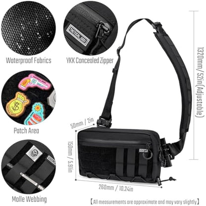 TACTICAL_GEEK Cache L3 EDC Sling Bag, Lightweight Nylon Shoulder Daypack, Crossbody Bag, Hiking Ambidextrous Strap, Travel Hiking Concealed Carry, Chest Backpack Casual Shoulder for Daily